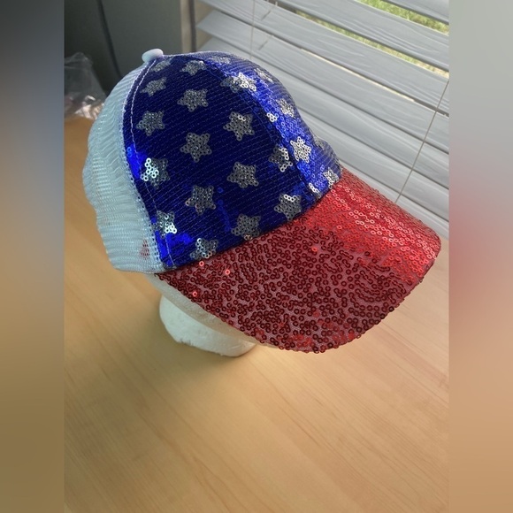 Collection 18 XIIX Adjustable American USA Patriotic Sequin Hat Cap NEW … - Picture 4 of 5